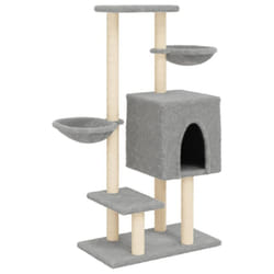 vidaXL Cat Tree with Sisal Scratching Posts Cat Tower Pet Cat Climbing Tree - light grey