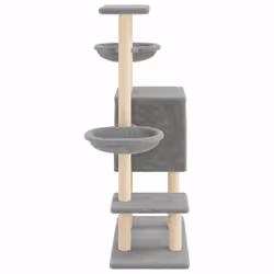 vidaXL Cat Tree with Sisal Scratching Posts Cat Tower Pet Cat Climbing Tree - light grey - Additional view 4