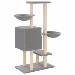 vidaXL Cat Tree with Sisal Scratching Posts Cat Tower Pet Cat Climbing Tree - light grey - Additional view 5