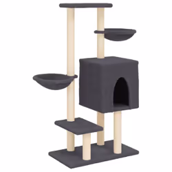 vidaXL Cat Tree with Sisal Scratching Posts Cat Tower Pet Cat Climbing Tree - dark grey
