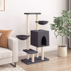 vidaXL Cat Tree with Sisal Scratching Posts Cat Tower Pet Cat Climbing Tree - dark grey