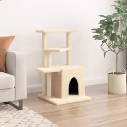 vidaXL Cat Tree with Sisal Scratching Posts Cat Tower Pet Cat Climbing Tree - cream - Additional view 2