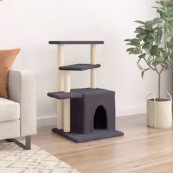 vidaXL Cat Tree with Sisal Scratching Posts Cat Tower Pet Cat Climbing Tree - dark grey