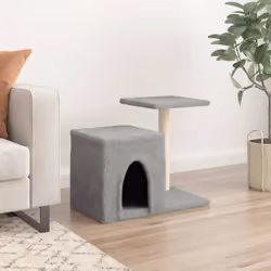 vidaXL Cat Tree with Sisal Scratching Posts Cat Tower Pet Cat Climbing Tree - light grey