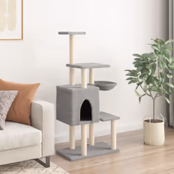vidaXL Cat Tree with Sisal Scratching Posts Cat Tower Climbing Tree Light Grey - light grey - Additional view 2