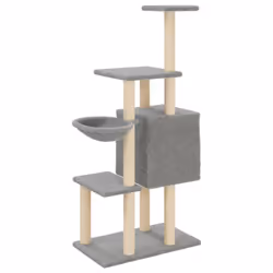 vidaXL Cat Tree with Sisal Scratching Posts Cat Tower Climbing Tree Light Grey - light grey - Additional view 5