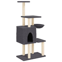 vidaXL Cat Tree with Sisal Scratching Posts Cat Tower Climbing Tree Light Grey - dark grey