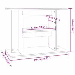 vidaXL Aquarium Stand Fish Tank Stand Cabinet Aquarium Base Engineered Wood - smoked oak, 80 x 35 x 60 cm