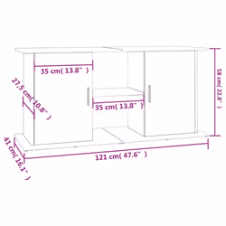 vidaXL Aquarium Stand Fish Tank Stand Cabinet Aquarium Base Engineered Wood - smoked oak, 121 x 41 x 58 cm - Additional view 3