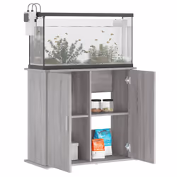 vidaXL Aquarium Stand Fish Tank Cabinet Aquarium Cabinet Black Engineered Wood - grey sonoma, 81 x 36 x 73 cm - Additional view 2
