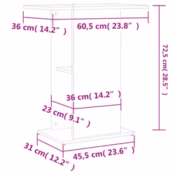 vidaXL Aquarium Stand Fish Tank Stand Cabinet Aquarium Base Engineered Wood - smoked oak, 60.5 x 36 x 72.5 cm - Additional view 7