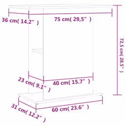 vidaXL Aquarium Stand Fish Tank Stand Cabinet Aquarium Base Engineered Wood - white, 36 x 75 x 72.5 cm