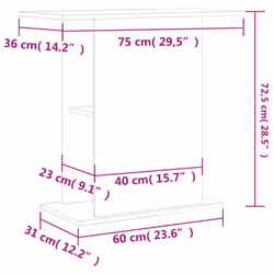 vidaXL Aquarium Stand Fish Tank Stand Cabinet Aquarium Base Engineered Wood - smoked oak, 36 x 75 x 72.5 cm - Additional view 3