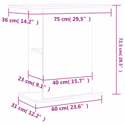 vidaXL Aquarium Stand Fish Tank Stand Cabinet Aquarium Base Engineered Wood - grey sonoma, 36 x 75 x 72.5 cm - Additional view 3