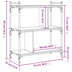 vidaXL Bookcase Office 6-Tier Book Shelf Rack Storage Cabinet Engineered Wood - grey sonoma, 76 x 32 x 88 cm - Additional view 7