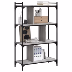 vidaXL Bookcase Office 6-Tier Book Shelf Rack Storage Cabinet Engineered Wood - grey sonoma, 76 x 32 x 123 cm - Additional view 2