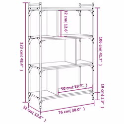 vidaXL Bookcase Office 6-Tier Book Shelf Rack Storage Cabinet Engineered Wood - grey sonoma, 76 x 32 x 123 cm - Additional view 3