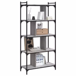 vidaXL Bookcase Office 6-Tier Book Shelf Rack Storage Cabinet Engineered Wood - grey sonoma, 76 x 32 x 158 cm - Additional view 2