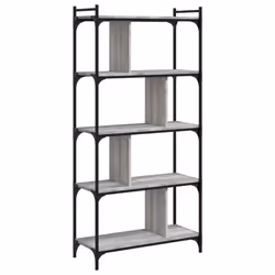 vidaXL Bookcase Office 6-Tier Book Shelf Rack Storage Cabinet Engineered Wood - grey sonoma, 76 x 32 x 158 cm - Additional view 5