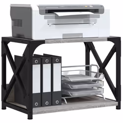 vidaXL Printer Stand Desk Organiser Printer Table Stand 2-Tier Engineered Wood - Grey sonoma - Additional view 2