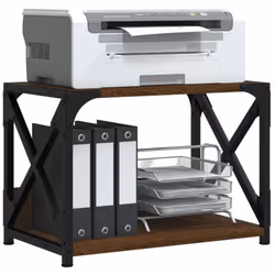 vidaXL Printer Stand Desk Organiser Printer Table Stand 2-Tier Engineered Wood - Brown oak - Additional view 2