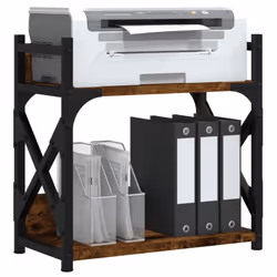 vidaXL Printer Stand Office Printer Table 2-Tier Grey Sonoma Engineered Wood - Smoked oak
