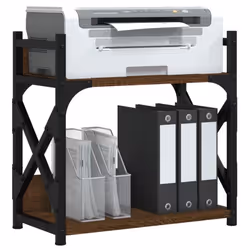vidaXL Printer Stand Office Printer Table 2-Tier Grey Sonoma Engineered Wood - Brown oak - Additional view 2