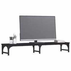 vidaXL Monitor Stand Riser Display Stand Printer Monitor Mount Engineered Wood - Black, 105 x 23 x 15.5 cm - Additional view 2