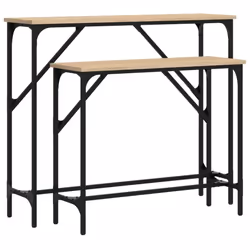vidaXL Console Table Side End Table Hallway Sofa Tables 2 pcs Engineered Wood - sonoma oak