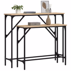 vidaXL Console Table Side End Table Hallway Sofa Tables 2 pcs Engineered Wood - sonoma oak