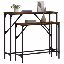 vidaXL Console Table Side End Table Hallway Sofa Tables 2 pcs Engineered Wood - smoked oak