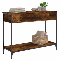 vidaXL Console Table Side End Table Hallway Stand Sofa Table Engineered Wood - smoked oak, 100 x 34.5 x 75 cm - Additional view 2