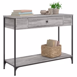 vidaXL Console Table Side End Table Hallway Stand Sofa Table Engineered Wood - grey sonoma, 100 x 34.5 x 75 cm - Additional view 2