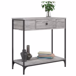 vidaXL Console Table Side End Table Hallway Stand Sofa Table Engineered Wood - grey sonoma, 75 x 34.5 x 75 cm - Additional view 2