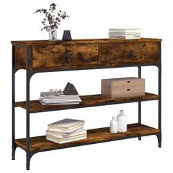 vidaXL Console Table Side End Table Hallway Stand Sofa Table Engineered Wood - smoked oak, 100 x 25 x 75 cm - Additional view 2