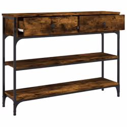 vidaXL Console Table Side End Table Hallway Stand Sofa Table Engineered Wood - smoked oak, 100 x 25 x 75 cm - Additional view 4