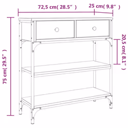 vidaXL Console Table Side End Table Hallway Stand Sofa Table Engineered Wood - sonoma oak, 72.5 x 25 x 75 cm - Additional view 3