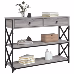 vidaXL Console Table Side End Table Hallway Stand Sofa Table Engineered Wood - grey sonoma, 100 x 28 x 75 cm - Additional view 2