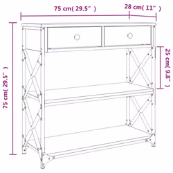 vidaXL Console Table Side End Table Hallway Stand Sofa Table Engineered Wood - sonoma oak, 75 x 28 x 75 cm - Additional view 3