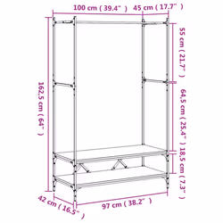 vidaXL Clothes Rack with Shelves Hall Coat Rack Garment Racks Engineered Wood - black