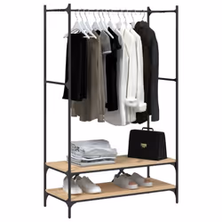 vidaXL Clothes Rack with Shelves Hall Coat Rack Garment Racks Engineered Wood - sonoma oak