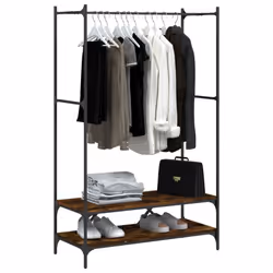 vidaXL Clothes Rack with Shelves Hall Coat Rack Garment Racks Engineered Wood - smoked oak