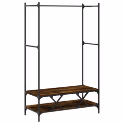 vidaXL Clothes Rack with Shelves Hall Coat Rack Garment Racks Engineered Wood - smoked oak - Additional view 5