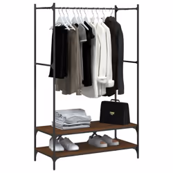 vidaXL Clothes Rack with Shelves Hall Coat Rack Garment Racks Engineered Wood - brown oak
