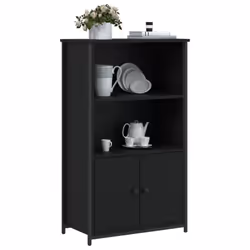 vidaXL Highboard Sideboard Storage Cabinet Home Side Cabinet Engineered Wood - black, 62 x 32 x 103.5 cm - Additional view 2