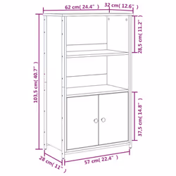 vidaXL Highboard Sideboard Storage Cabinet Home Side Cabinet Engineered Wood - black, 62 x 32 x 103.5 cm - Additional view 3