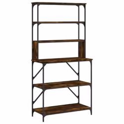 vidaXL Baker's Rack Kitchen Unit Microwave Stand 6-Tier Rack Engineered Wood - smoked oak