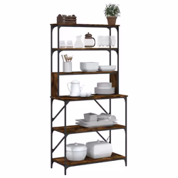 vidaXL Baker's Rack Kitchen Unit Microwave Stand 6-Tier Rack Engineered Wood - smoked oak