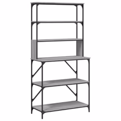 vidaXL Baker's Rack Kitchen Unit Microwave Stand 6-Tier Rack Engineered Wood - grey sonoma