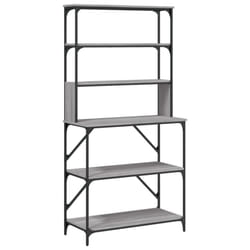 vidaXL Baker's Rack Kitchen Unit Microwave Stand 6-Tier Rack Engineered Wood - grey sonoma